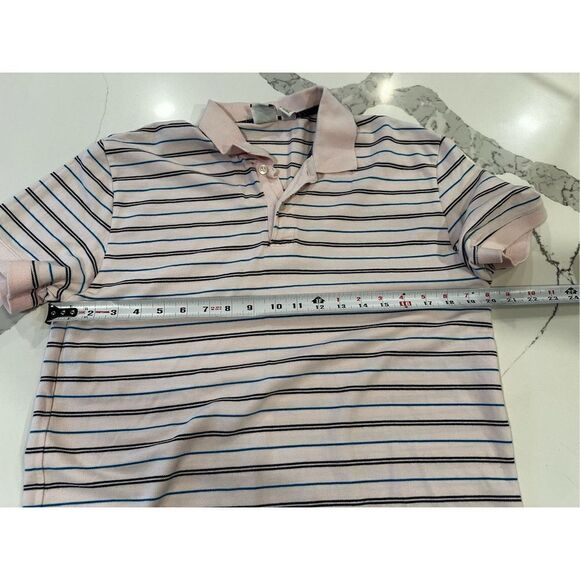 Vintage 1980’s Jimmy’z Short Sleeve Polo Pink Blue Black Stripes Men’s Sz L - Picture 3 of 4